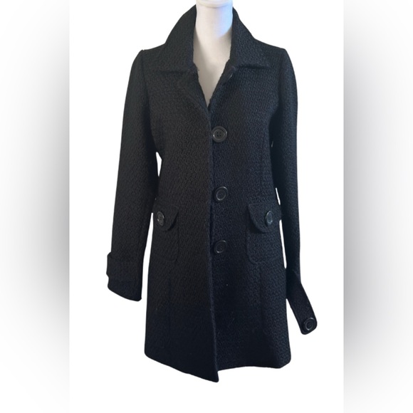 Poetry Jackets & Blazers - Poetry Black Textured Button Front Coat